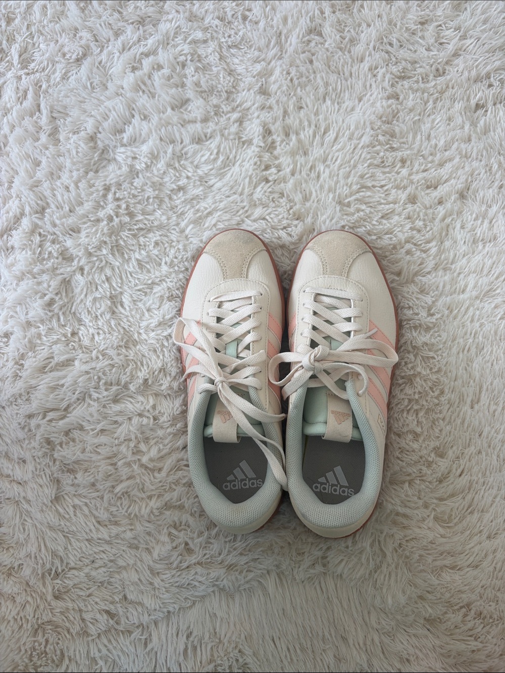 adidas Women’s Retro Lace-Up Sneakers in White & Pink